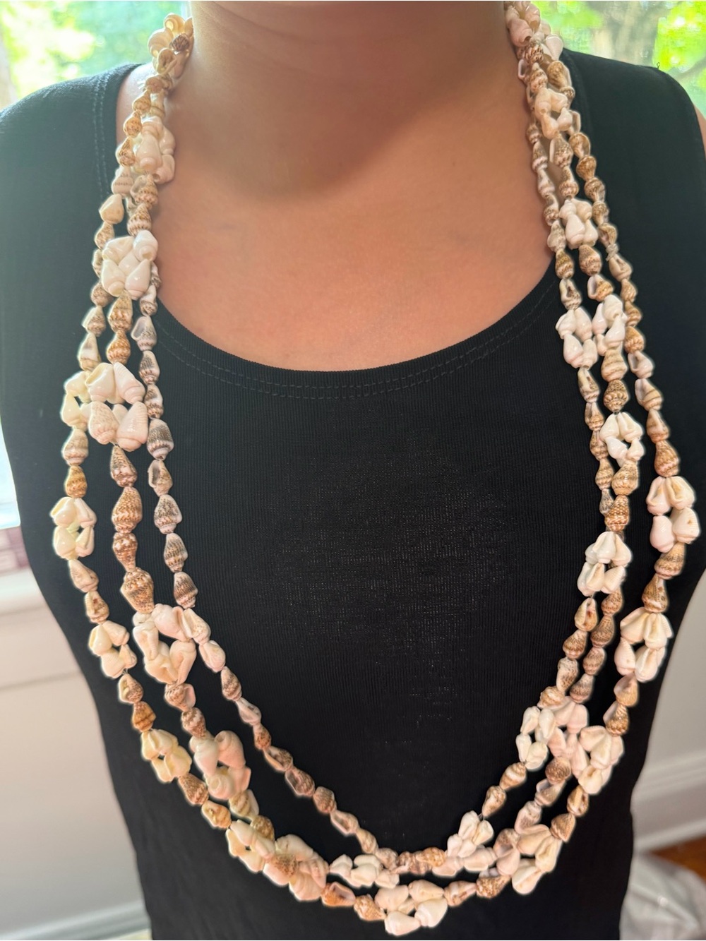 Three Boho Tropical Seashell Necklaces- Dove Shell and Juvenile Conch Vintage